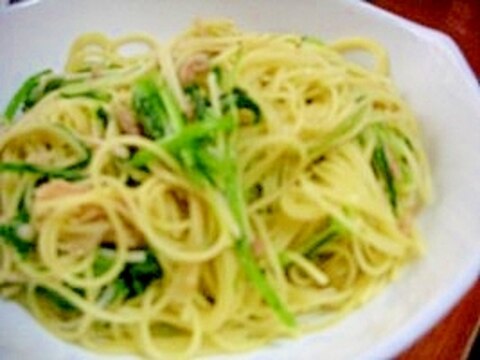 水菜とツナのパスタ